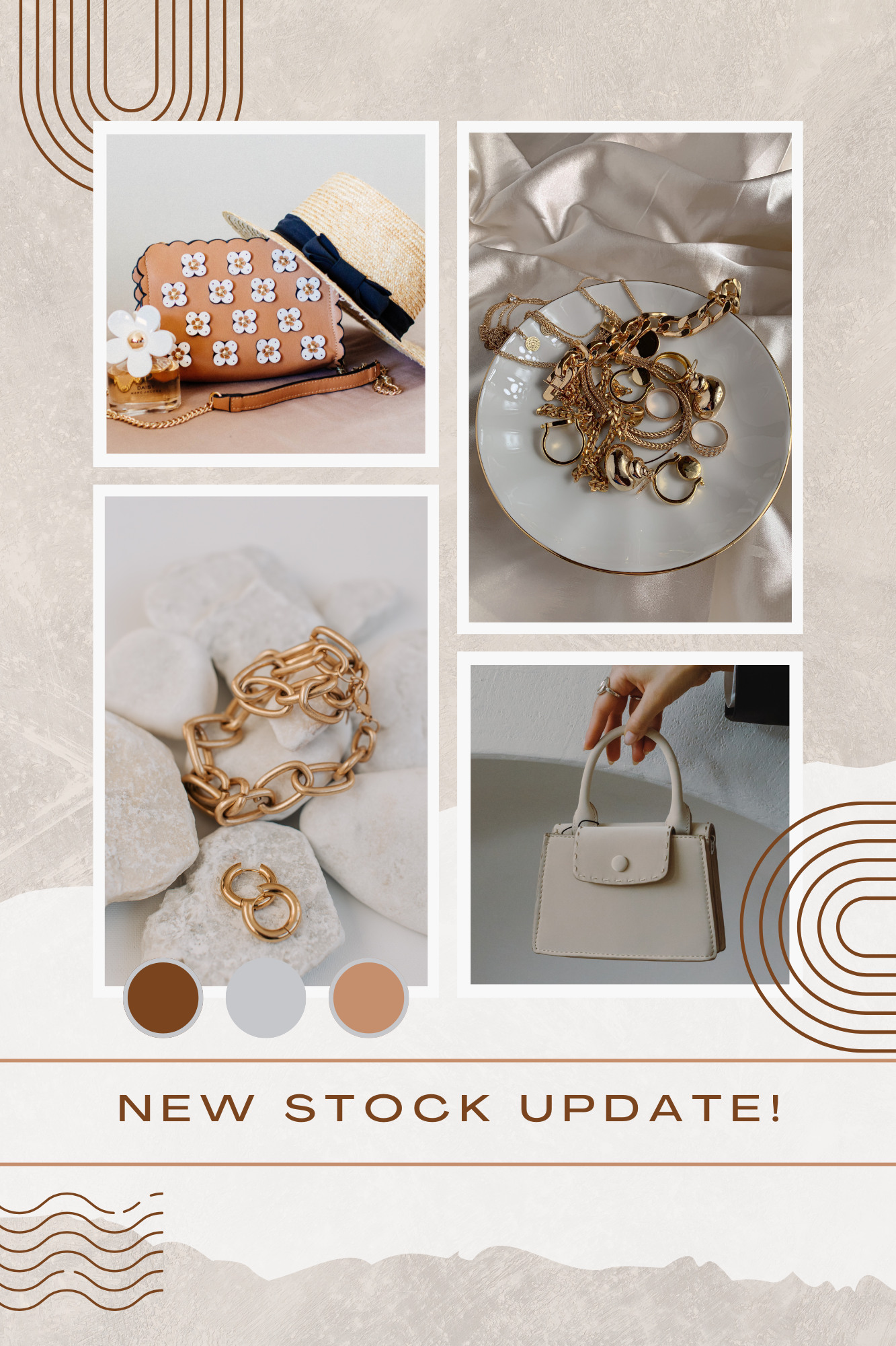 Brown & Beige Modern Elegant Fashion Accessories Photo Collage